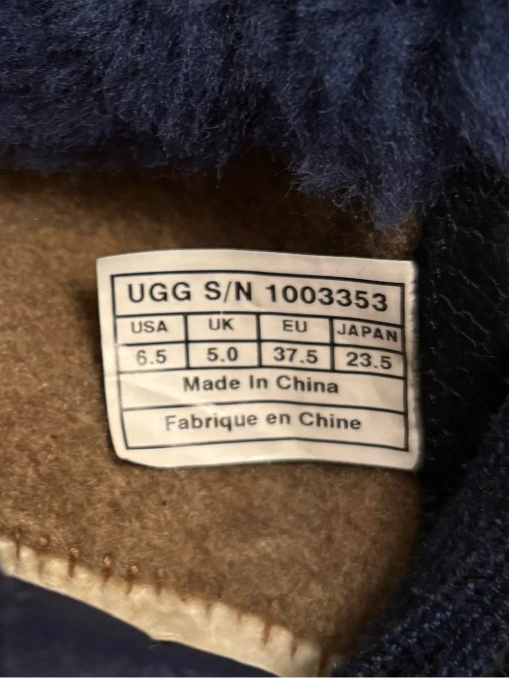 UGG Lorien Waterproof Insulated Sheepskin Navy Blue Snow Boots Women’s 6.5